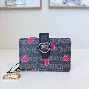 JUICY COUTURE Wallet Addicted Love Tab Card Case - Black Red Hearts